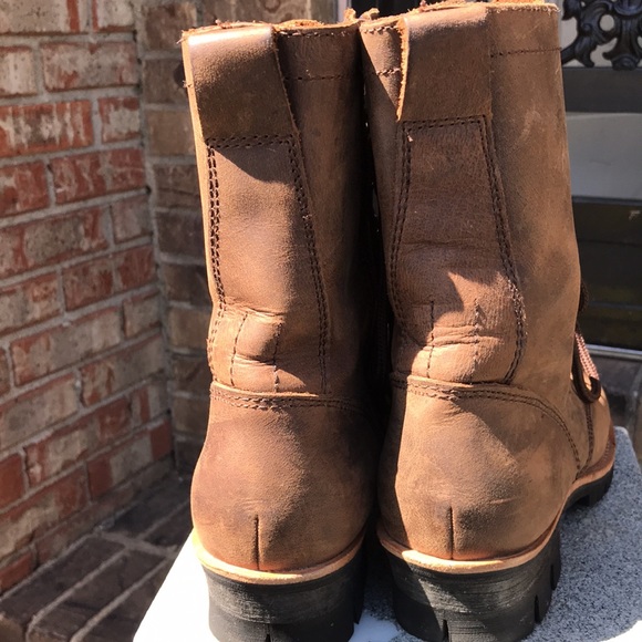 New JEFFREY CAMPBELL Brown Leather Combat Style Lace Up Boots - Picture 3 of 9